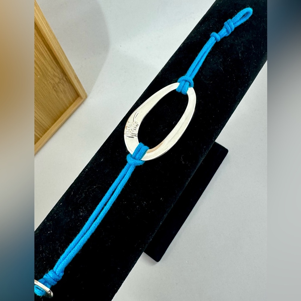 IPPOLITA Signature Sterling Silver Abstract Oval Blue Cord Toggle Bracelet